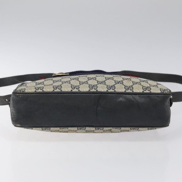 GUCCI GG Supreme Sherry Line Shoulder Bag PVC Navy Red - Picture 8 of 16